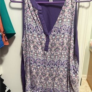 Purple and White Patterned Women's Top